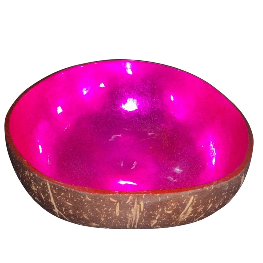 Tozai Home Shimmering Foil Lacquered Coconut Bowl‎ PINK